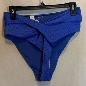 AA-477 Aerie NWT High‎ Cut Cheeky Blue Summer Swim Bikini Bottoms Size L
